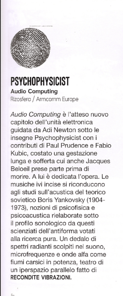 PSYCHOPHYSICIST’S AUDIO COMPUTING :: ALBUM REVIEW BY ALDO CHIMENTI ...
